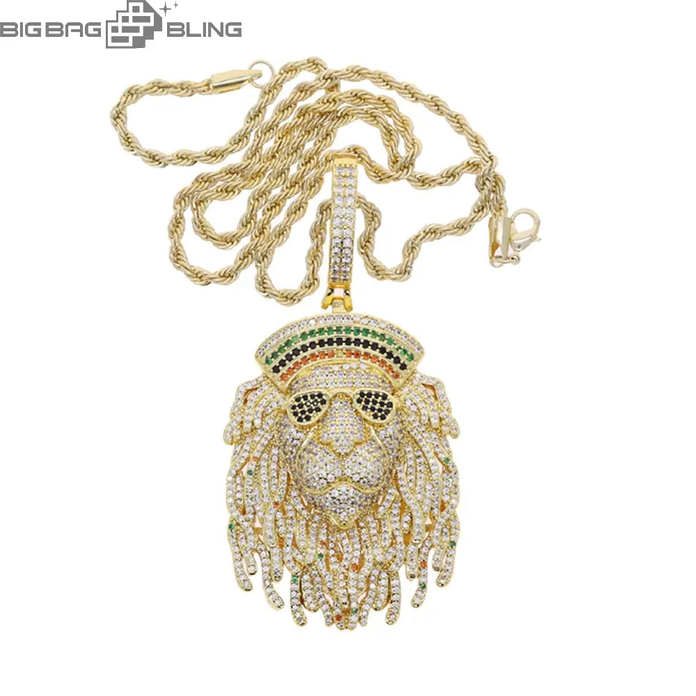 Iced Out Lion's head Pendant BigBagBling