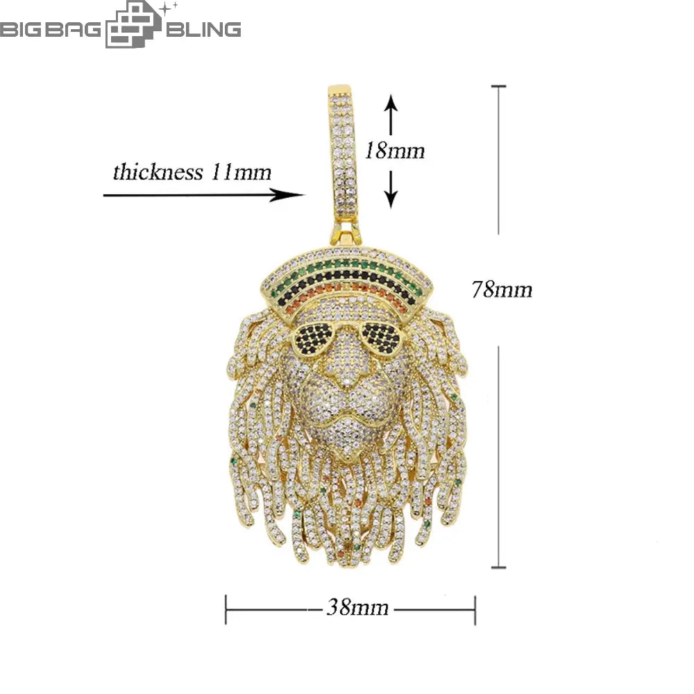 Iced Out Lion's head Pendant BigBagBling