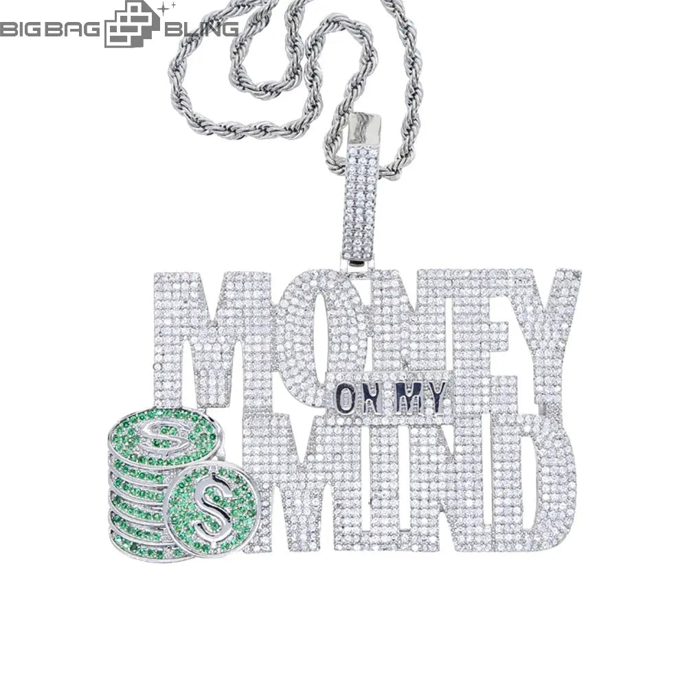 Iced Out MONEY MIND Letter Pendant BigBagBling