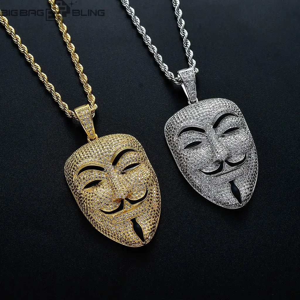 Iced Out Mask headshot Pendant BigBagBling