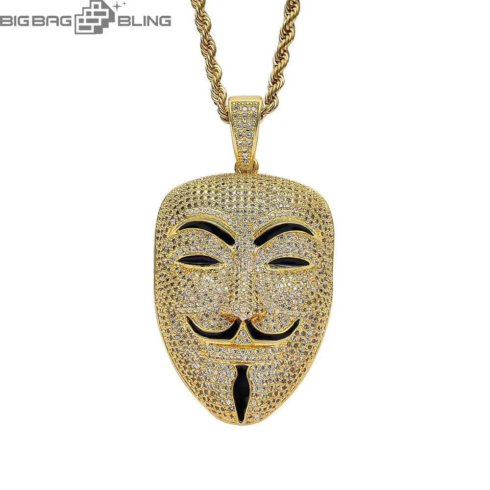 Iced Out Mask headshot Pendant BigBagBling