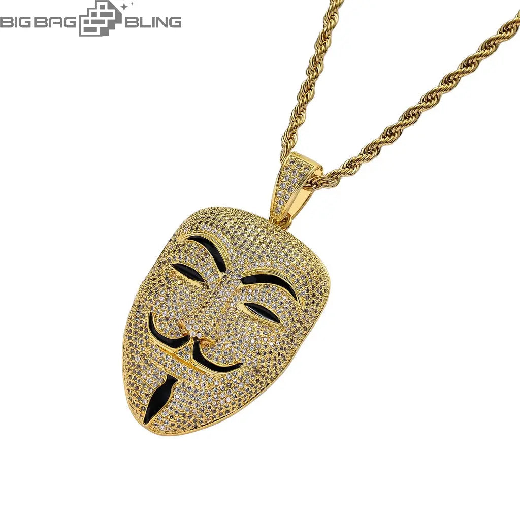 Iced Out Mask headshot Pendant BigBagBling
