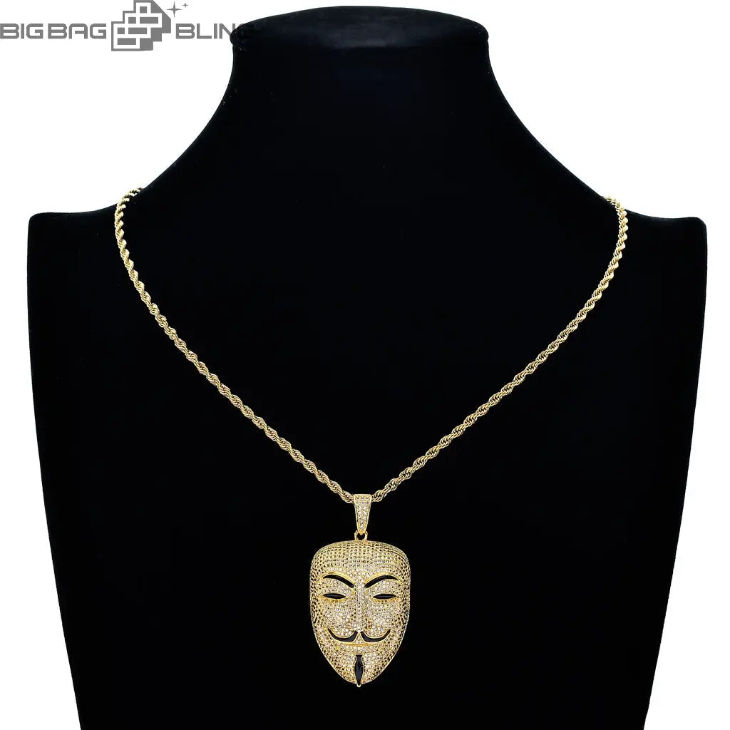 Iced Out Mask headshot Pendant BigBagBling