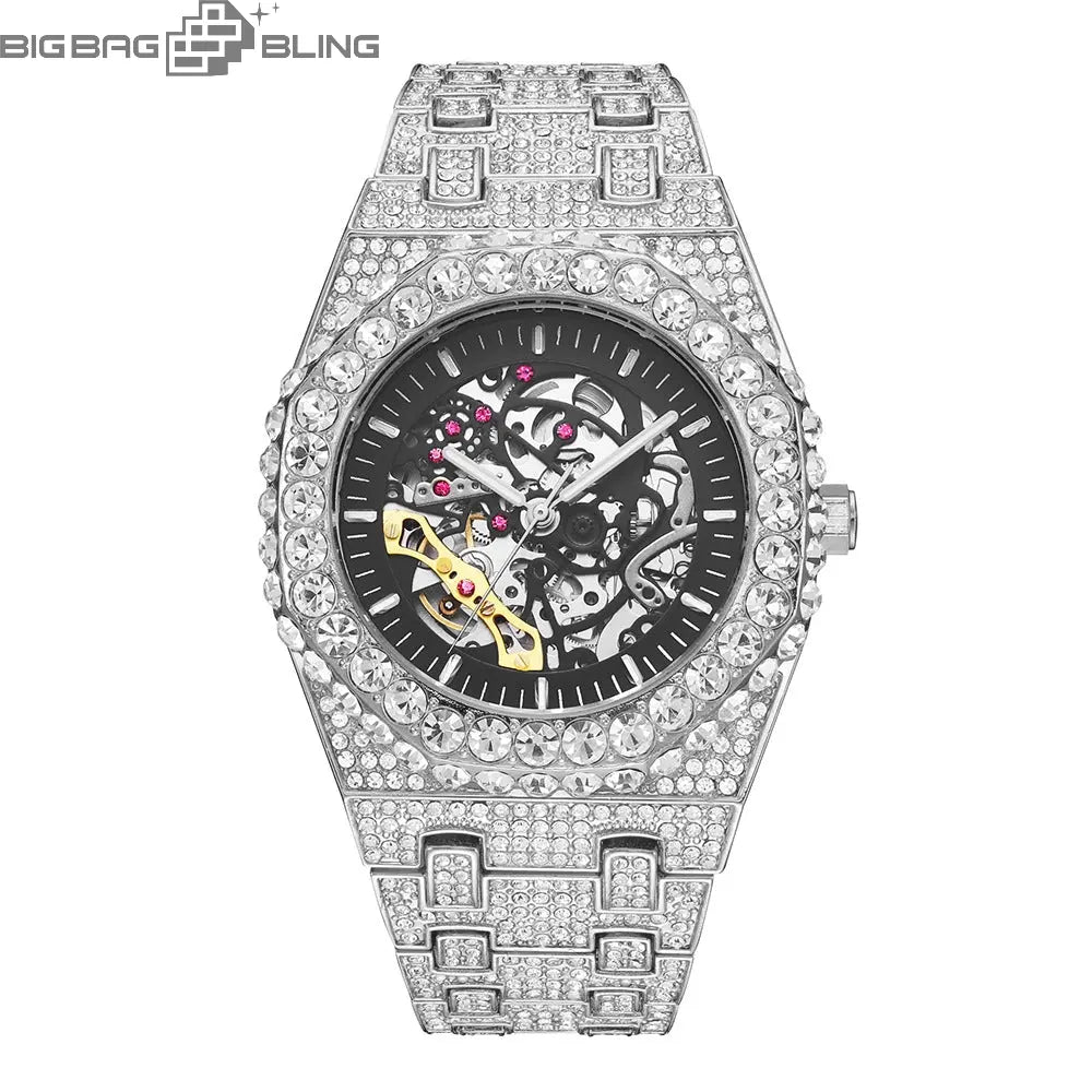 Iced Out Mechanical hollowing out Watch BigBagBling