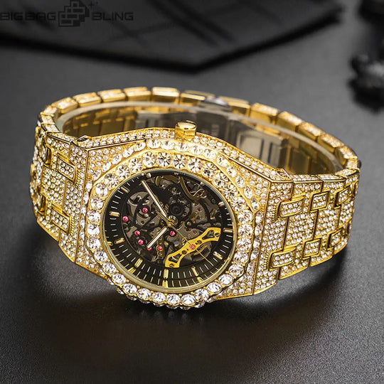 Iced Out Mechanical hollowing out Watch BigBagBling