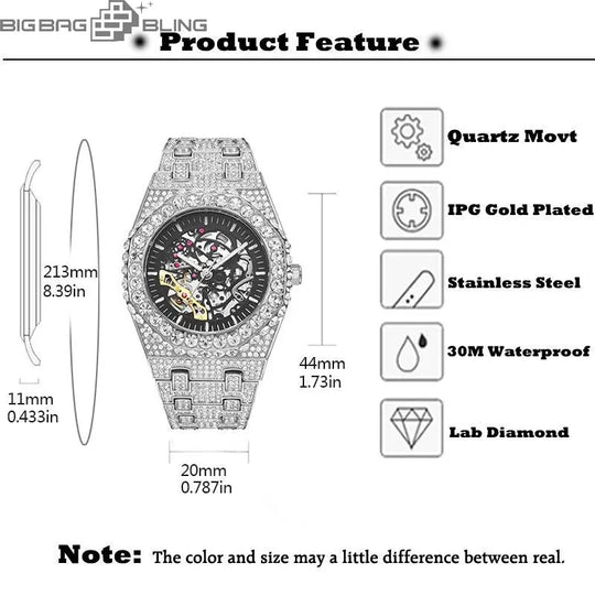 Iced Out Mechanical hollowing out Watch BigBagBling