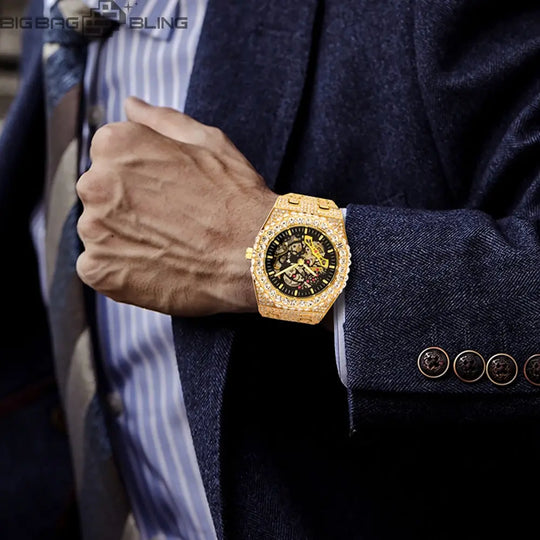Iced Out Mechanical hollowing out Watch BigBagBling