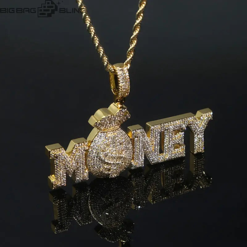 Iced Out Money Bag Pendant BigBagBling