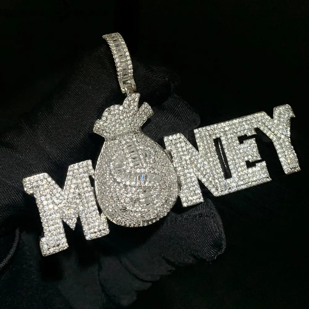 Iced Out Money Bag Pendant BigBagBling