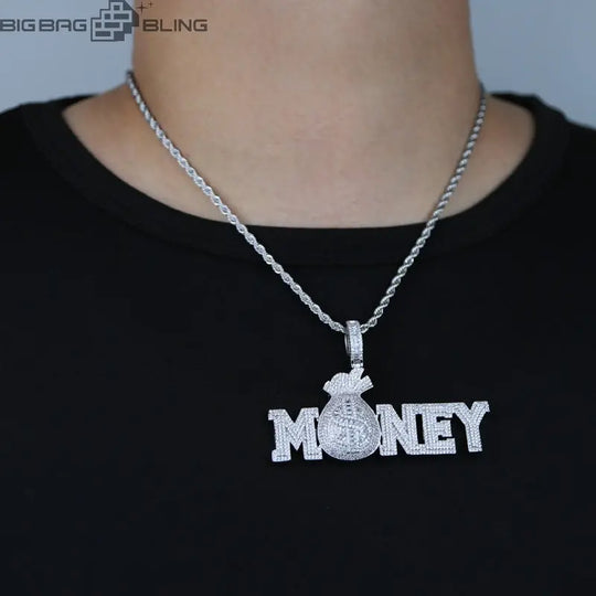 Iced Out Money Bag Pendant BigBagBling