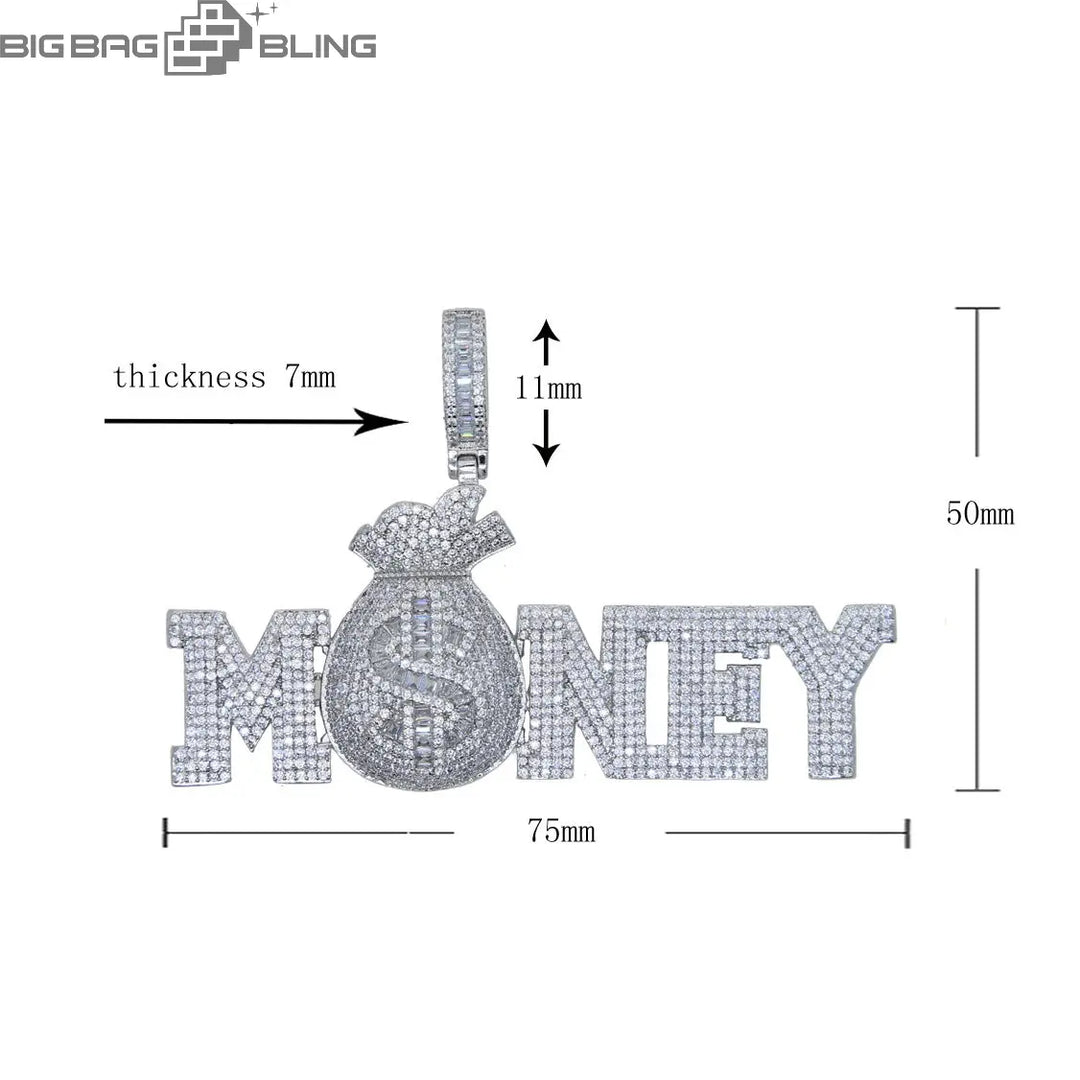Iced Out Money Bag Pendant BigBagBling