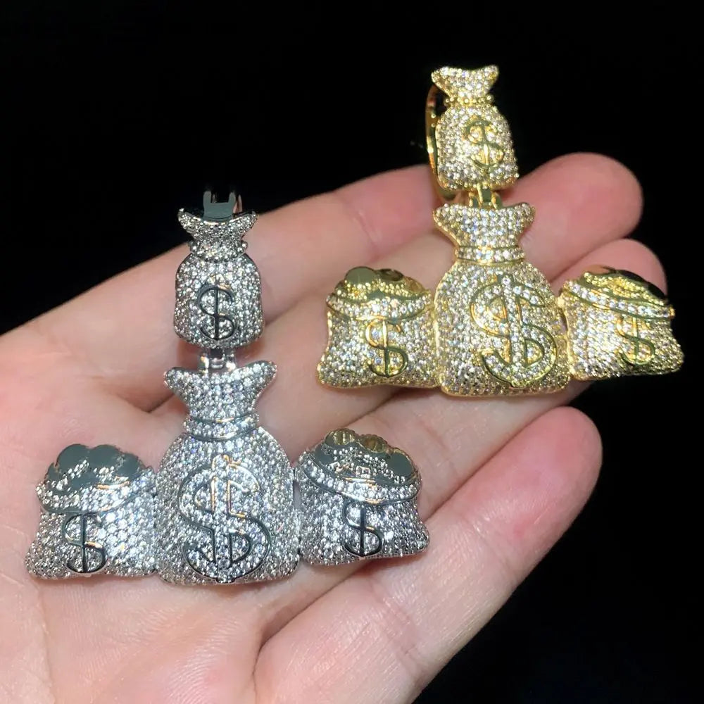 Iced Out Money bag Pendant BigBagBling