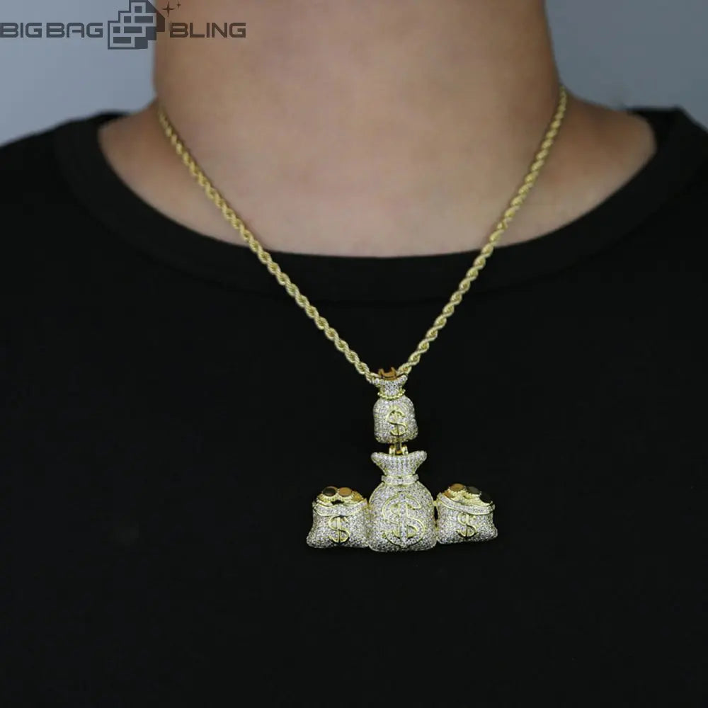 Iced Out Money bag Pendant BigBagBling