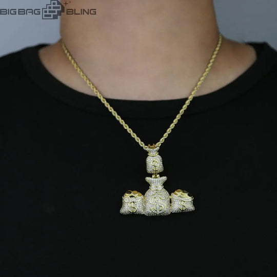 Iced Out Money bag Pendant BigBagBling