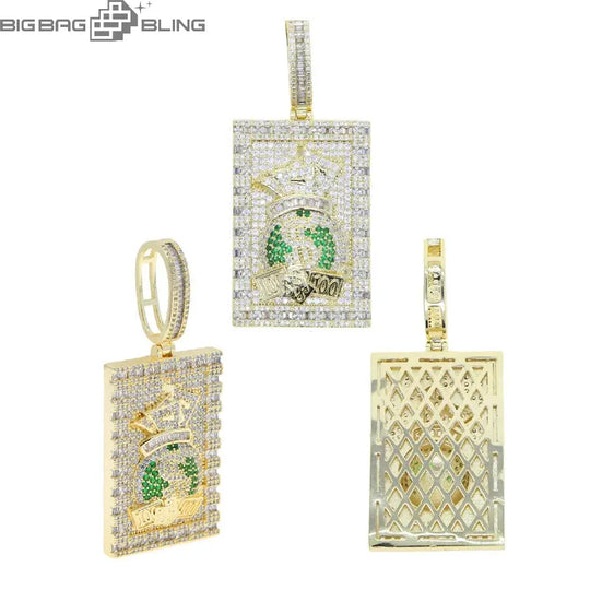 Iced Out Money bag Pendant BigBagBling