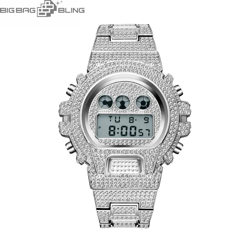 Iced Out Multifunctional Digital Quartz Watch BigBagBling