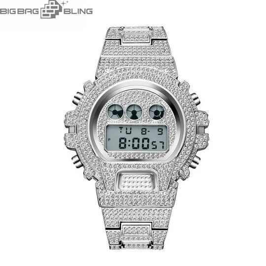 Iced Out Multifunctional Digital Quartz Watch BigBagBling