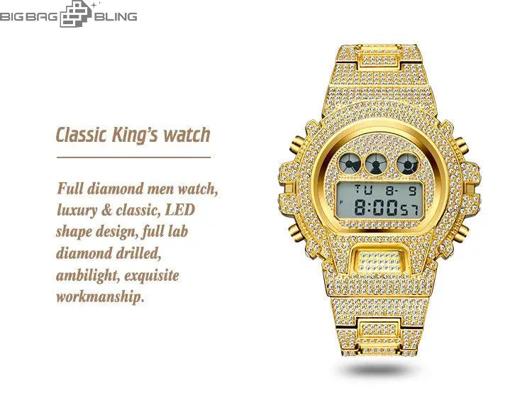 Iced Out Multifunctional Digital Quartz Watch BigBagBling