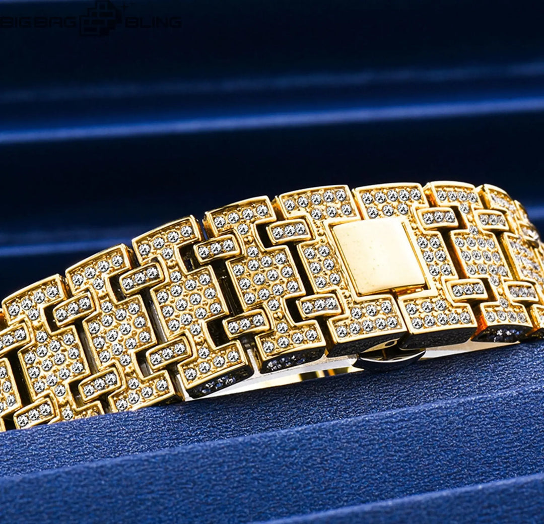 Iced Out Number Dial With Calendar Quartz Watch BigBagBling