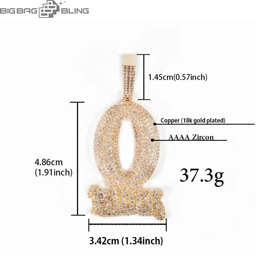Iced Out O-shaped block Pendant BigBagBling