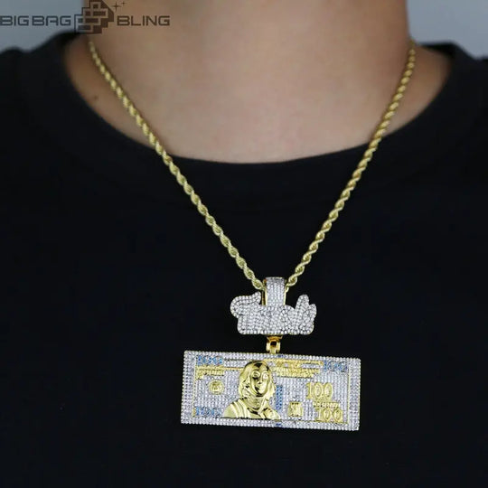Iced Out One hundred dollars Pendant BigBagBling