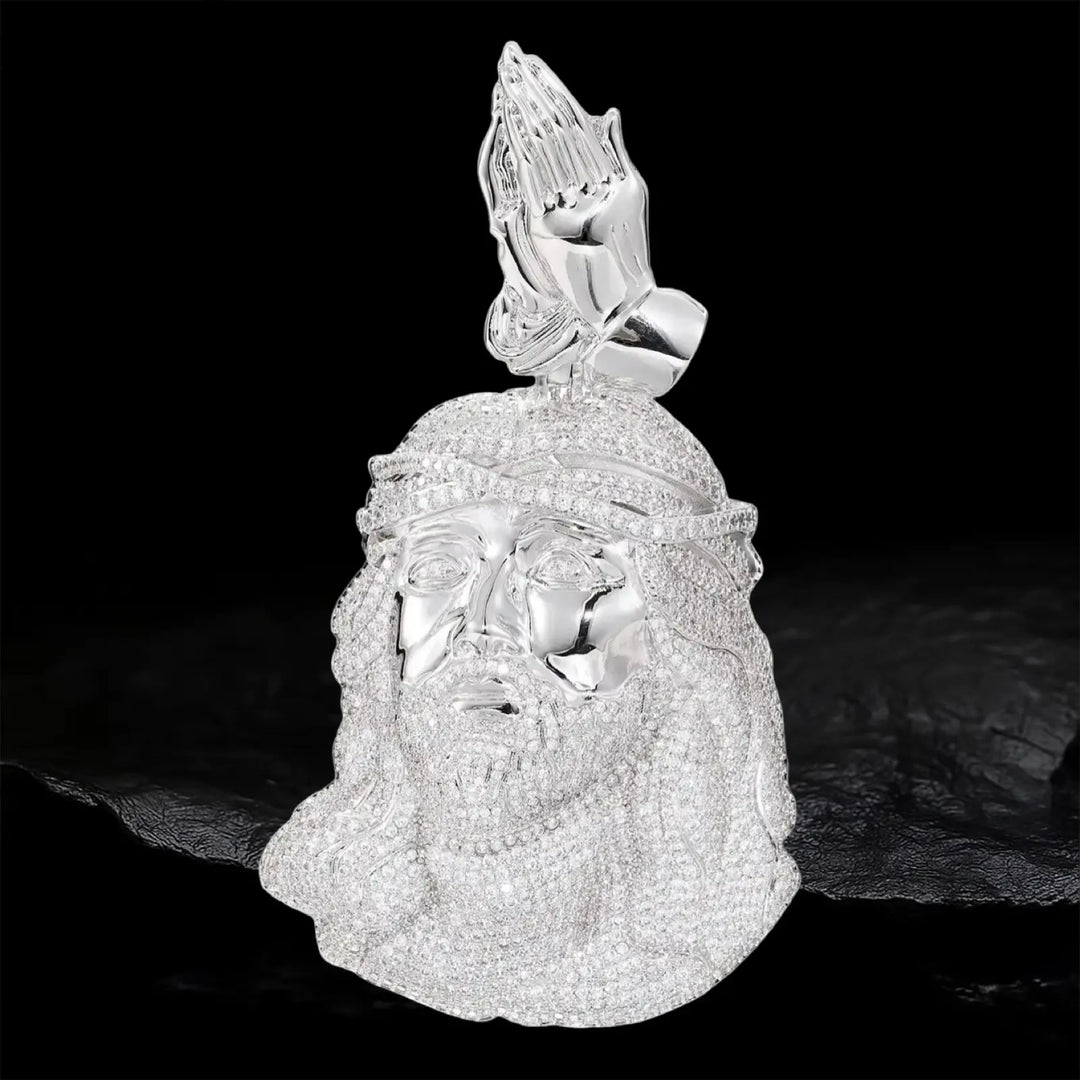 Iced Out Praying Jesus Pendant BigBagBling