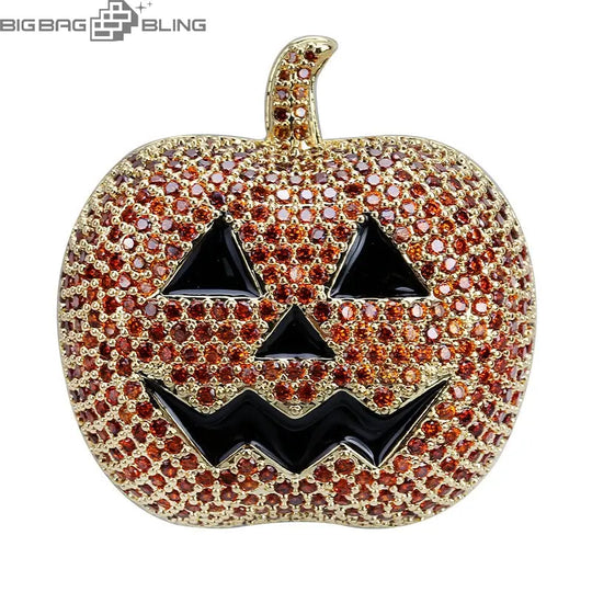 Iced Out Pumpkin Head Pendant BigBagBling