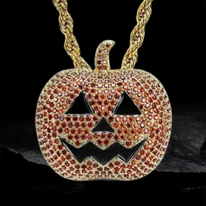 Iced Out Pumpkin Head Pendant BigBagBling