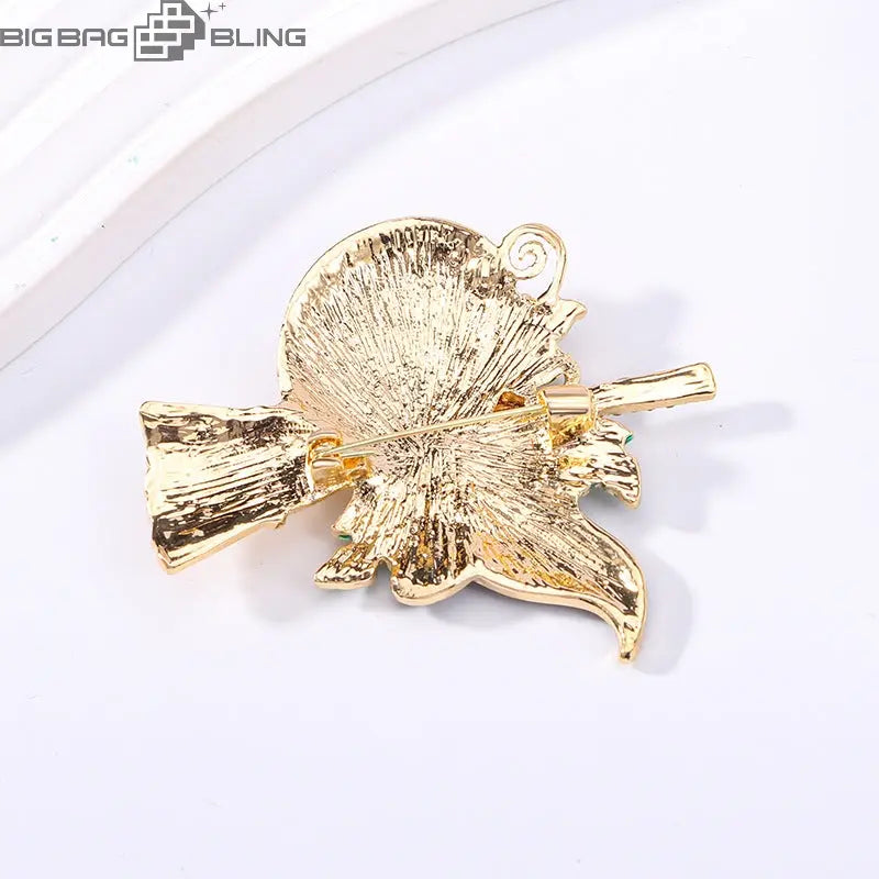 Iced Out Pumpkin Witch Brooch BigBagBling