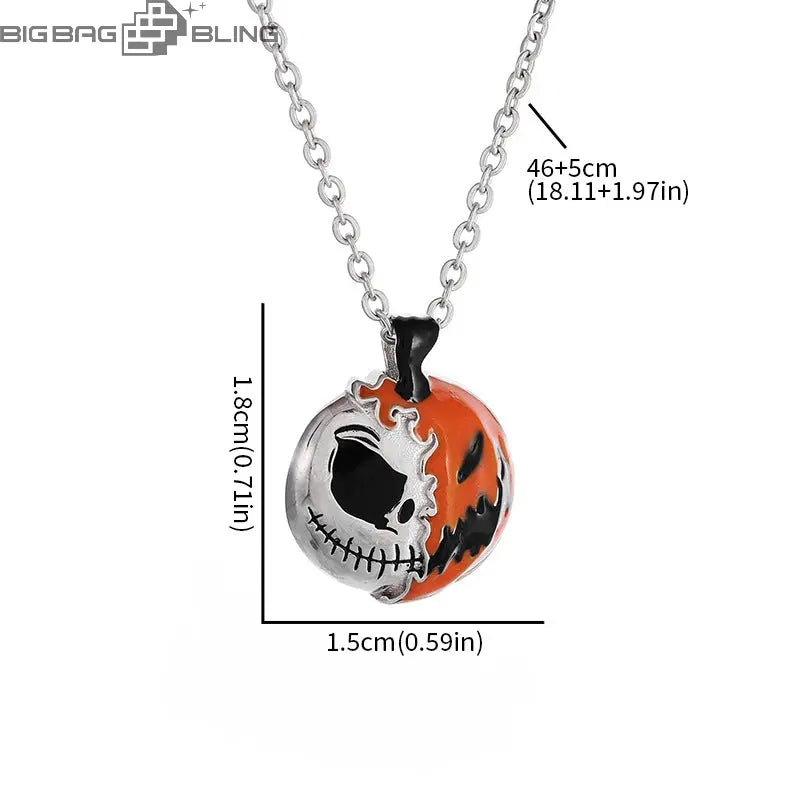 Iced Out Pumpkin skull Pendant BigBagBling