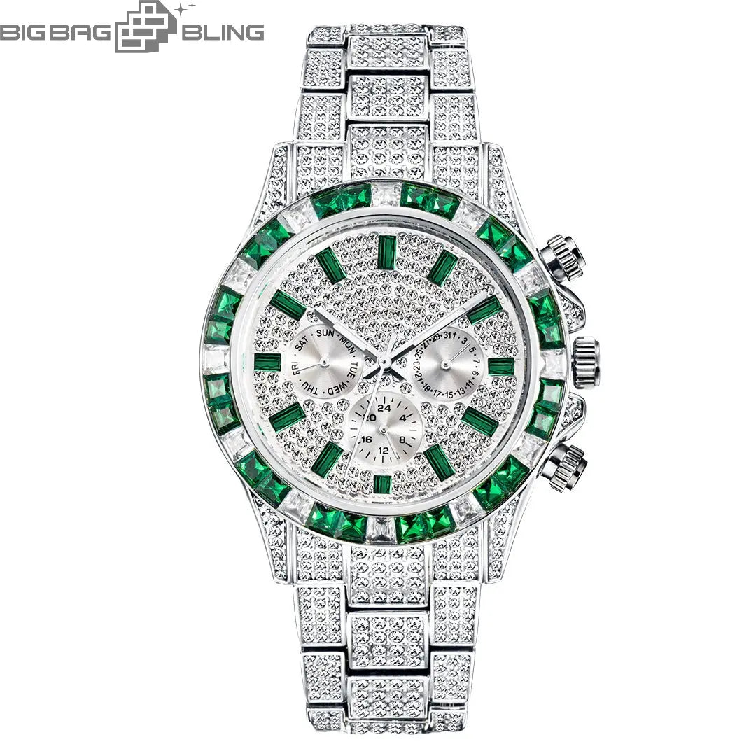 Iced Out Rainbow Chrono Watch BigBagBling