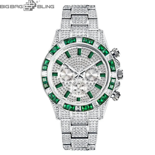 Iced Out Rainbow Chrono Watch BigBagBling