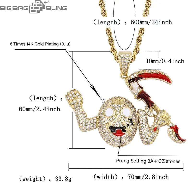 Iced Out Reaper Monster Pendant BigBagBling