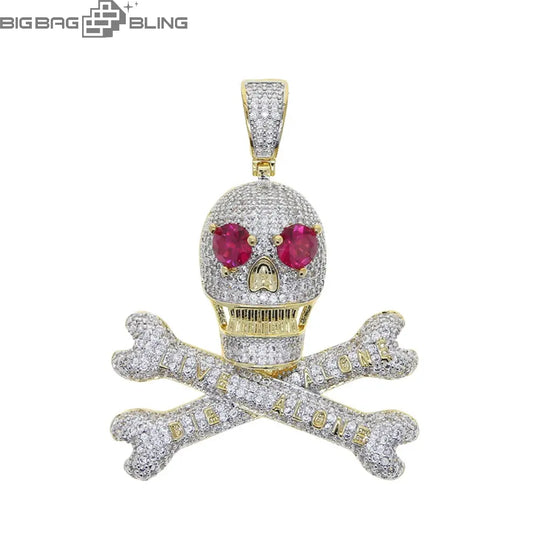 Iced Out Red Skull Pendant BigBagBling