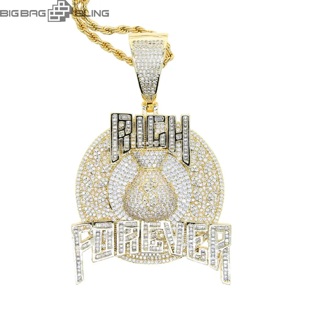 Iced Out Rich Forever Pendant BigBagBling