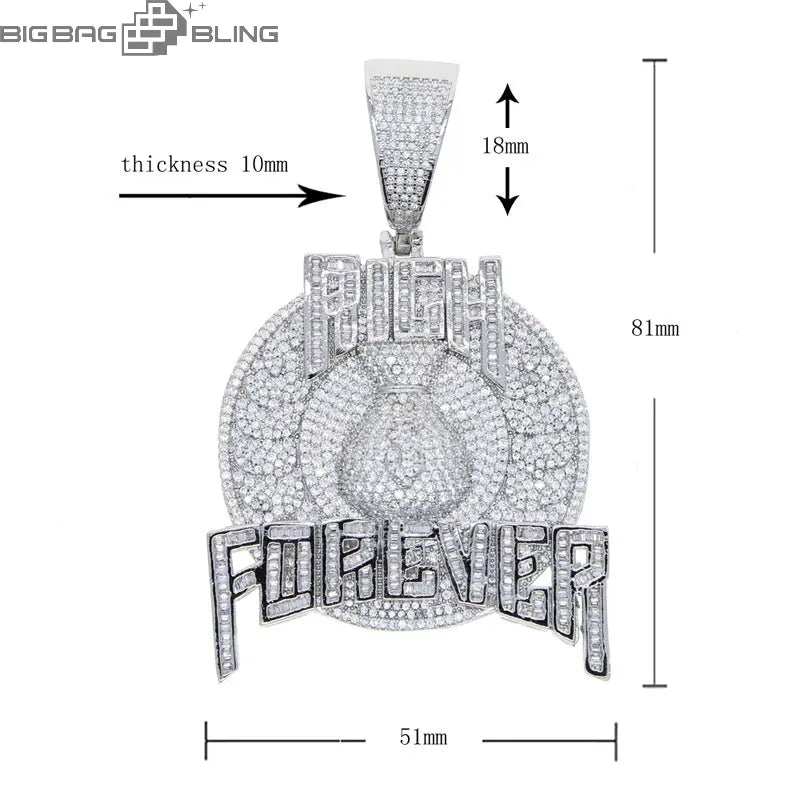 Iced Out Rich Forever Pendant BigBagBling