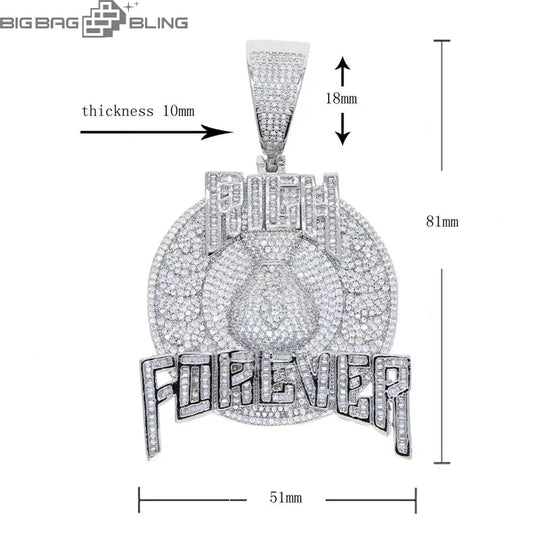 Iced Out Rich Forever Pendant BigBagBling