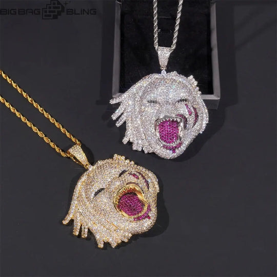 Iced Out Roaring Clown Pendant BigBagBling