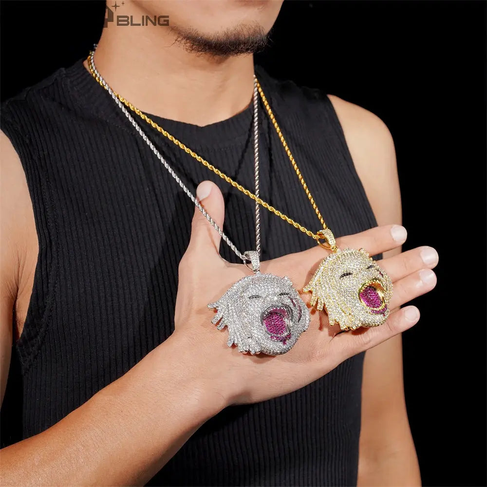 Iced Out Roaring Clown Pendant BigBagBling