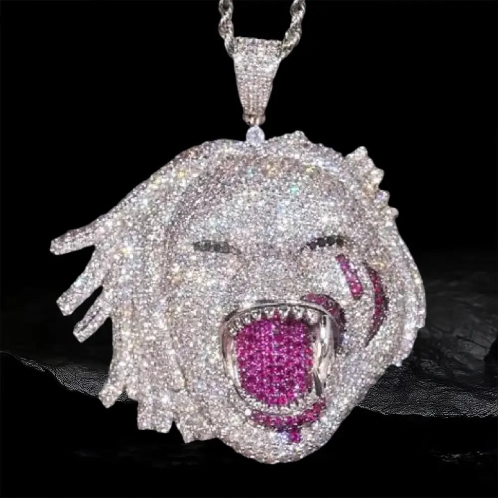 Iced Out Roaring Clown Pendant BigBagBling