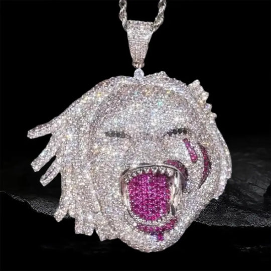Iced Out Roaring Clown Pendant BigBagBling