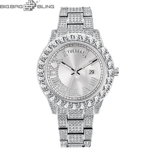 Iced Out Rome Dial With Calendar Quartz Watch BigBagBling