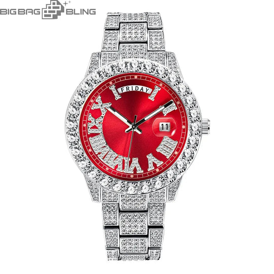 Iced Out Rome Dial With Calendar Quartz Watch BigBagBling