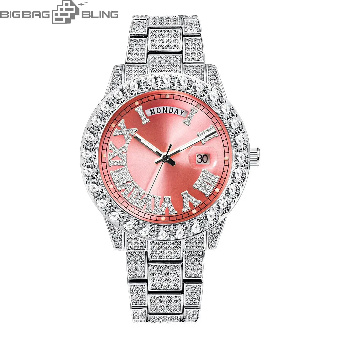 Iced Out Rome Dial With Calendar Quartz Watch BigBagBling