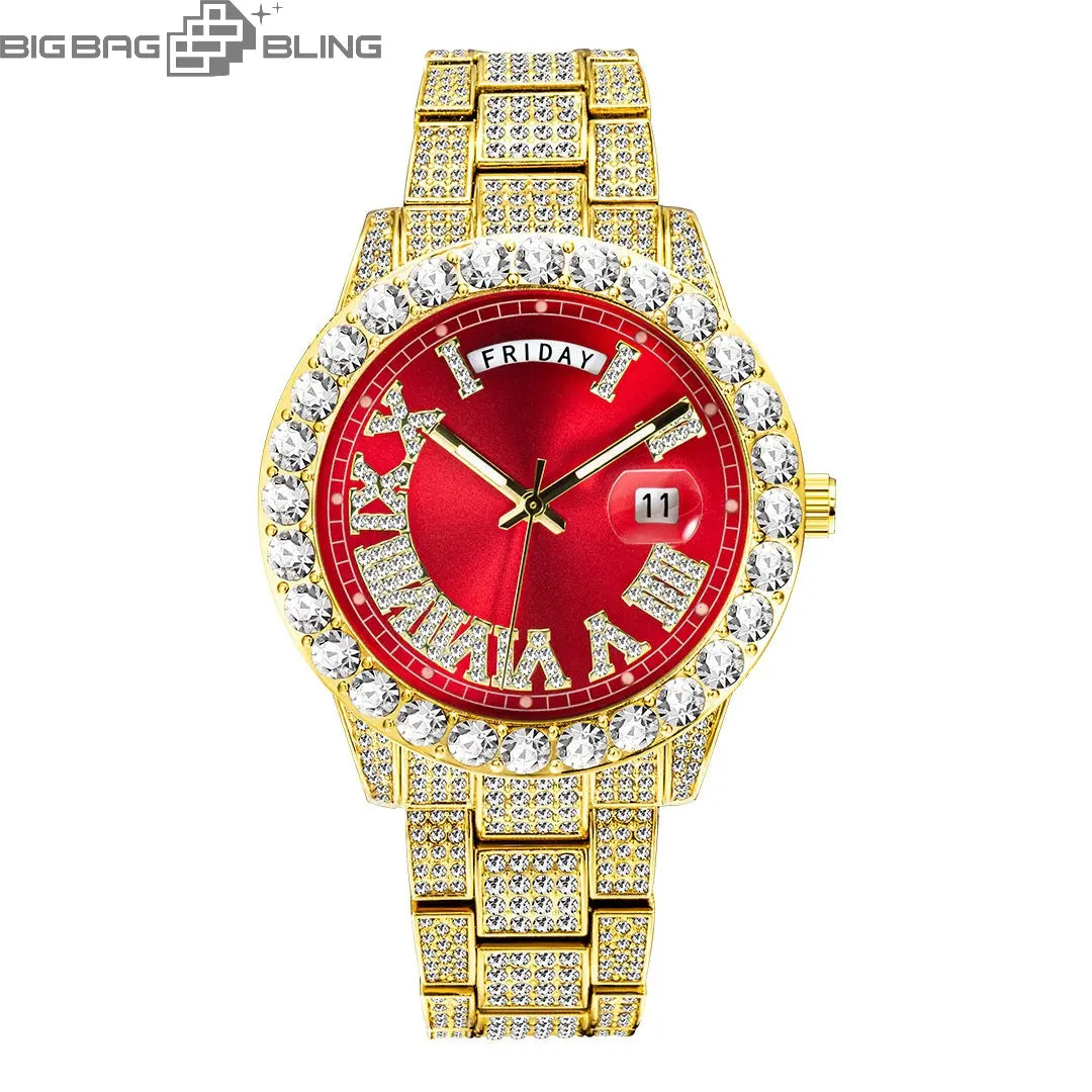 Iced Out Rome Dial With Calendar Quartz Watch BigBagBling