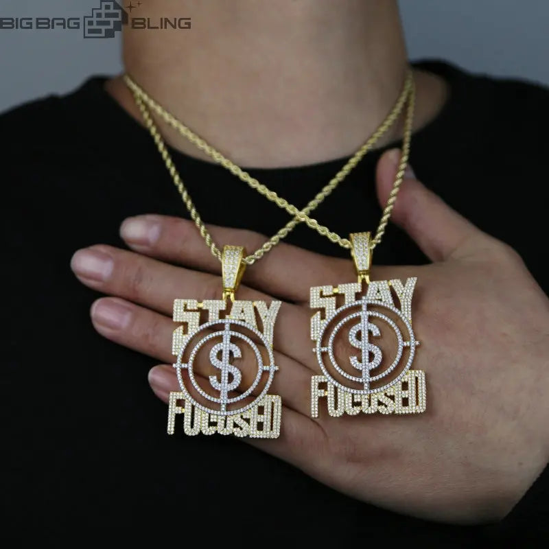 Iced Out STAY FUCUSED Pendant BigBagBling