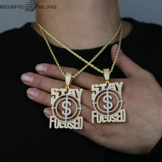 Iced Out STAY FUCUSED Pendant BigBagBling