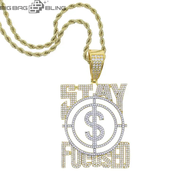 Iced Out STAY FUCUSED Pendant BigBagBling