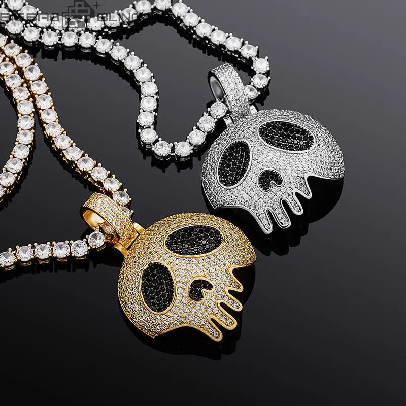 Iced Out Skull Ghost Pendant BigBagBling