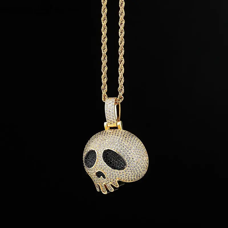 Iced Out Skull Ghost Pendant BigBagBling
